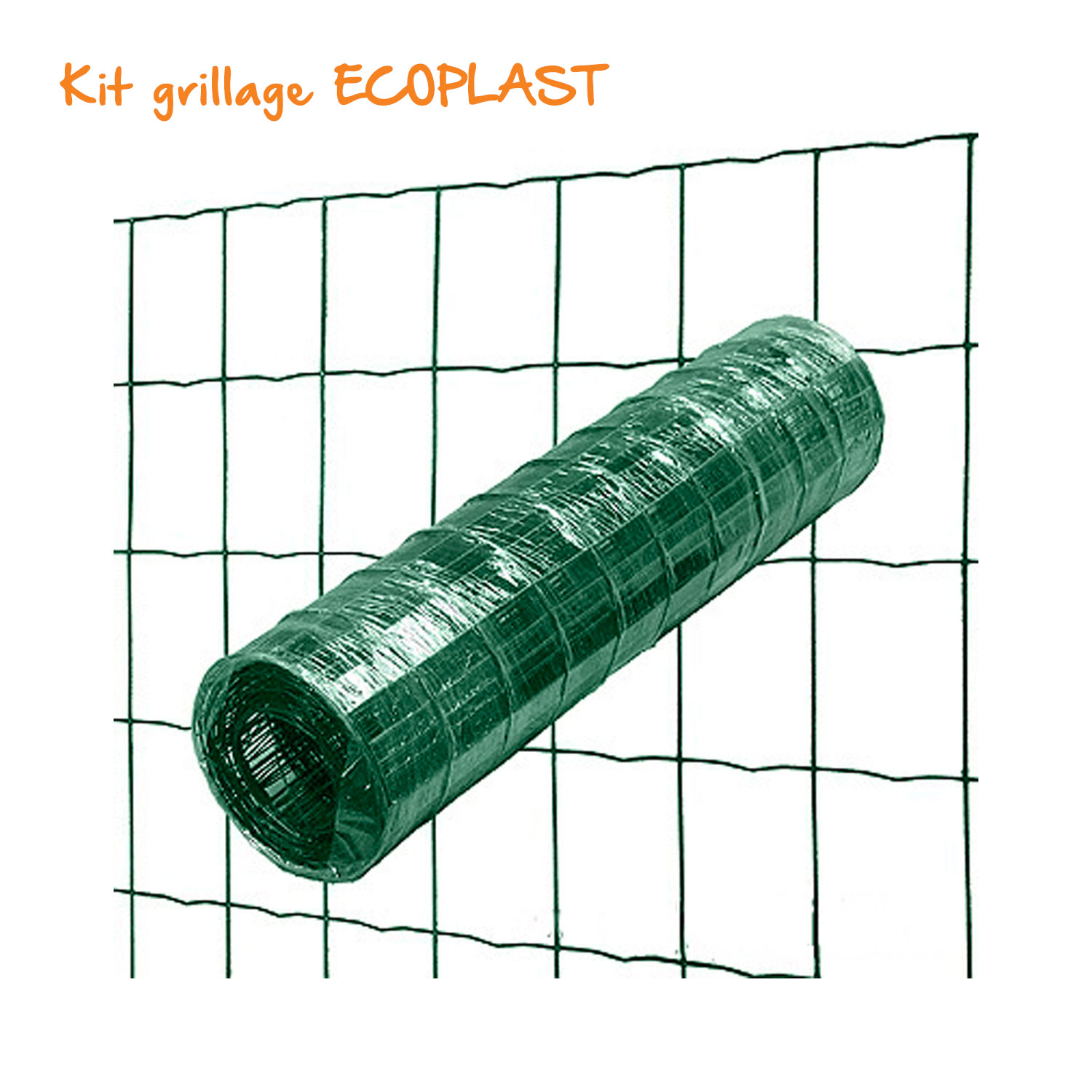 Kit grillage soudé ECOPLAST 100 x 75 mm - Ø 2,1mm - Lg. 25 m Vert 