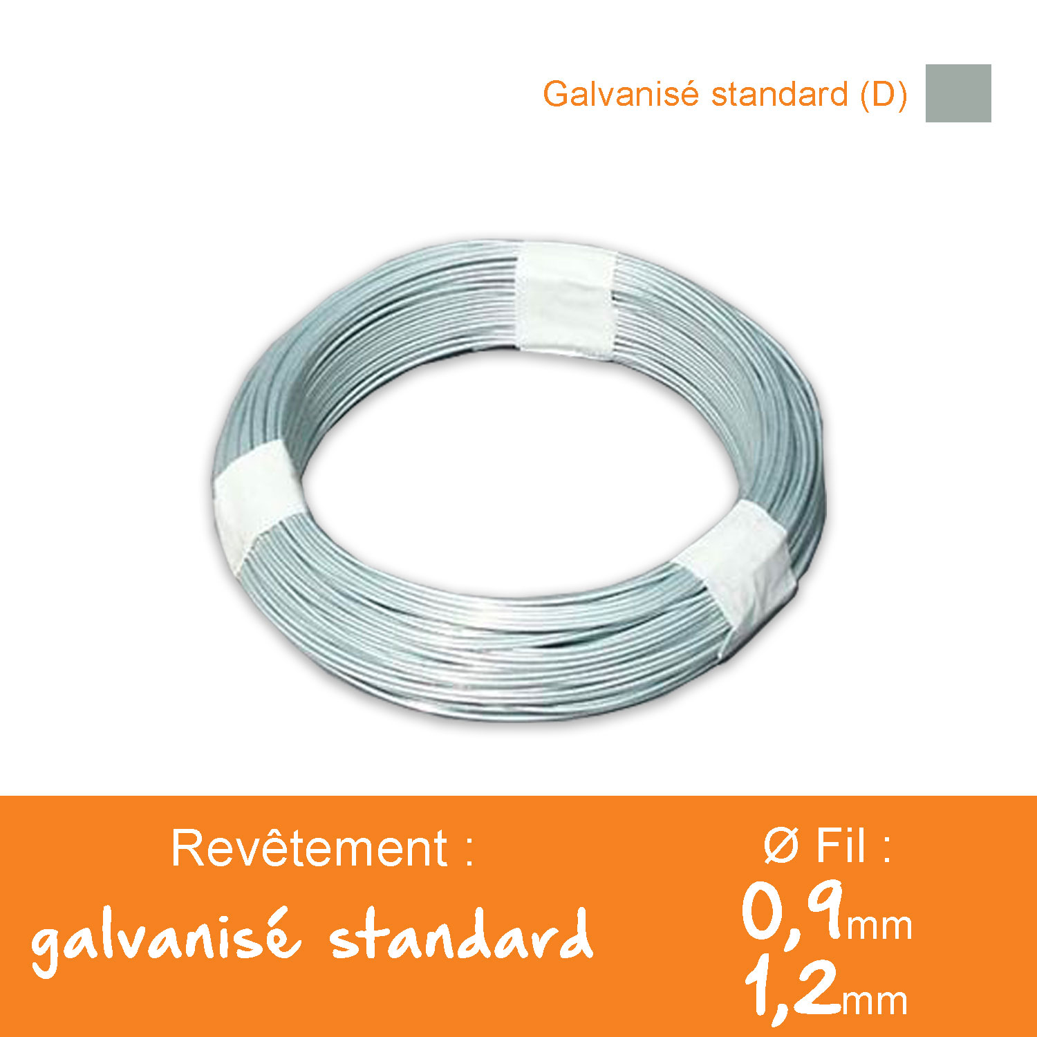 Fil à lier galvanisé standard (D) - Ø 1,2 mm - Lg. 50 m